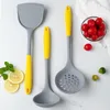 Utensílio de cozinha de silicone conjunto de madeira maçaneta espátula sopa colher escova de escrandê masta crander não brase painéis de cozinha ferramentas de cozinha