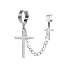 Dangle & Chandelier 1Pc Fashion Punk Cross Clip Earring For Teens Women Men Zinc Alloy Cool Drop Earrings Vintage Retro Chain Metal EaringsD