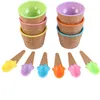 Keukengereedschap Kids Ice Cream Bowls Ice-Cream Cup Paren Bowl Gifts Dessert Container Holder met lepel Kinderen Geschenktoevoer SN4531