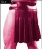 中世スタイルの戦士PUレザープリーツパッチワークタータンフリル男性Sスカート伝統的なスカート4XL 2206212662