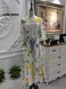 Casual Dresses Junlinna Mode Designer Kvinnor Runway Dress Lace Paktchwork Hollow Out Tryckt Vestidos Sashes Spring Sliming