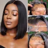 Human Hair Lace frontale pruiken bob recht kort Braziliaans 220608