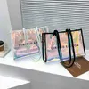 Laser Transparent sac à bandoulière grande capacité lettre motif femmes sac fourre-tout été clair étanche plage aisselles sac femme