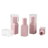 Emballage Bouteille vide Nouvelle arrivée Calibre 12,1 mm DIY Tube de rouge à lèvres de forme carrée rose Couvercle transparent Conteneur d'emballage cosmétique rechargeable portable