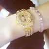 Zegarek bs pszczoła Siostra 2022 Full Diamond Gold Watch for Women Luksusowe eleganckie damskie moda Srebrna Bransoletka Kryształowa zegarki Hect22