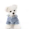 Falso dos piezas diseño a cuadros suéteres cálidos para perros otoño e invierno ropa para perros con botón traje de perro ropa rosa azul L220810