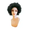 Mänskligt hår högt puff kort afro kinky lockig peruk med lugg för kvinnor svart guld temperatur naturligt hår parti dans fluffiga peruker