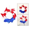 Decorative Flowers & Wreaths American Flag Wreath Patriotic Feather Garland Independence Day Memorial Home Front Door Hanging OrnamentsDecor