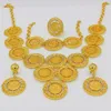 Adixyn Turchia Moneta Collana/Orecchino/Anello/Braccialetto Set di Gioielli per Le Donne Monete Color Oro Arabo/Africano Regali di Nozze Nuziali 220726