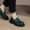 女性ドレスシューズ2022 Nieuwe Lente Echt Leer Vrouwen SchoenenカジュアルスリップオンインスタッパーRonde Neus Platform Vrouw Zapatos de Mujer 220607