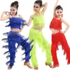 Sahne Giyim Renkleri Samba Latin Dans Giysileri Kostümleri Kızlar Salsa Balo Salonu Saçak Trim Dance Toppants Kostüm Yetişkin Dans Elbisesi1