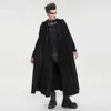 Herengeulcoats goth zwarte cape man herfst/winter lange fleece zware cooded fur collarmen's