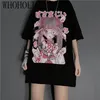 Abbigliamento gotico estivo T-shirt donna sexy allentata femminile Punk scuro Grunge Streetwear Ladies Top Magliette gotiche Harajuku Vestiti 220408