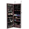 US Stock, Fashion Simple Jewelry Storage Mirror Cabinet med LED -lampor kan hängas på dörren eller väggen W40718042