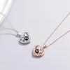 Collares colgantes Memoria única 100 idiomas Te amo Proyección Corazón Asta Color Plata Cadena de clavícula Collar femenino SNE477Pendant