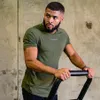 Herr t-shirts Pure Color Gym Men mesh Polyester Slim Short Sleeve Sports Bodybuilding Fitness Mens Workout Tees Tops3369