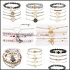 Bangle armbanden sieraden Boheemse lotus kaart van het leven oneindig hart stretch kralen mtilayer boho bedelarmband ingesteld voor vrouwen drop deliv