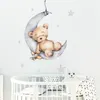 Cartoon teddybeer slapen op de maan en sterren muurstickers voor kinderkamer babykamer decoratie muur stickers kamer interieur 220727