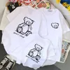Summer Shortsleeved Bear Print Round Neck Tshirt Family Look Midlength Kirt Casual Family Matching Outfit Mommy and Me Dress 220531