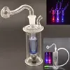 Whosale Fumer LED Grandir dans l'obscurité Mini Narguilé 10mm femelle en verre Plate-forme pétrolière Bong Pipe avec tuyau de paille en silicone