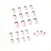 Unghie finte 24 pezzi punte per unghie con design stampa su ballerina artificiale adesivo colla finta francese Prud22