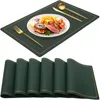 PU Leather Placemat Waterproof Washable Kitchen Dining Table Mats for Kitchen Thanksgiving Christmas New Year Party