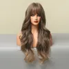 Kvinnor 24 '' Långt lockigt hår WAVY PERUS Air Bangs Party Cosplay Fashion Nature Wig Wig