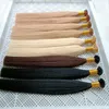 امتدادات الشعر المسطحة المستقيمة كبسولات الكيراتين الحقيقية remy remy empusion extensions 100strands 14 16 18 20 22 24 26 Black Brown الأشقر اللون