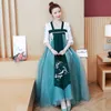 Casual Kleider Sommer Fett Retro Chinesischen Stil Bestickt Ru Rock Verbesserte Hanfu A-Linie Große Schaukel Langes Kleid FrauenCasual