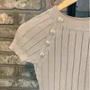 Dünne Gestrickte Jumper frauen Pullover Sommer O Hals Casual-Taste Pullover Frauen Solide Elegante Kurzarm Tops Femme