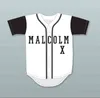 Xflsp GlaMitNess MALCOLM X Maillots de Baseball Maillots de Baseball BLM Blanc Gris Noir Mode personnalisée