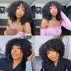 Джерри Curly Bob Wig for Women Short Pixie Pixie Cut Human Hair Wigs с челкой, бразильская Remy Full Machine Made 220609