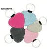 Fashion Keychain Glitter Heart Form Key Ring Party Heat Transfer Blank Square Pendant Festival Parties Gift