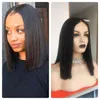 T Part Lace Wig Human Hair Women 13x1 BOB s Brazilian Straight Nature Color Remy Pre Plucked Black 220609