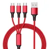 3 i 1 USB-kablar för Apple iPhone Huawei Samsung Laddning Laddare Micro US B Kabel Lämplig till Android Typ C Telefonkabel