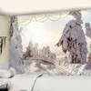 Arazzo appeso a parete stampa paesaggio di neve naturale decorazione della casa hippie bohémien J220804