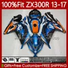 Fairings de OEM laranja azul para Kawasaki Ninja Ex ZX 3R 300 300R EX-300 ZX300 125NO.140 ZX-3R ZX-300R ZX3R ZX300R 13 14 15 2016 2017 EX300R 2013 2014 2015 16 17 Órgão de injeção