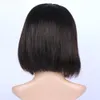 Short Straight Bob Human Hair Wig Pre Plucked Remy Brazilian T Part Lace Black Wigs For Women