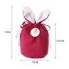 25PC Velvet Easter Bags Bunny Gift Packing Bags Rabbit Candy Bags Wedding Birthday Party Decoration Jewelry Organizer 2022 Пасха Y220805
