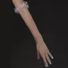 Женщины кружевные свадебные длинные перчатки локтя длина колена