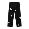 Men's Jeans Men's Four Seasons Men's Pants Trend High Street Loose Straight Retro Hip Hop Five Star Embroidery Standard Ins