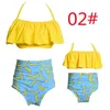 Two-piece Suits Parent-child Swimsuit Printed High-waisted Bikini Flounces Mother-daughter Swimming Equipment Spring Summer Bathing