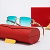 Neueste Mode Herren randlose Sonnenbrille Carti-Brille Verbundmetall randloser optischer Rahmen Klassisch rechteckig quadratisch Gold Luxus Damenbrille mit Diamant