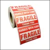 Packing Paper Office School Business Industrial 500st varnar Stikcer Fragile handtag med omsorg Tack Etikettklistermärke 1 Roll 2x3 tum