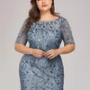 Plus Size Paillettes Mesh Mermaid Abito da sera sottile Foglie di perline Modello Formale Donna Elegante Abiti da ballo manica corta 220601