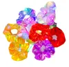 Scrunchies per capelli con LED Abbigliamento da palcoscenico Copricapo da rave Illumina la coda di cavallo in raso al neon Elastici per capelli Anello per capelli luminoso e luminoso per le donne Festa di compleanno per ragazza