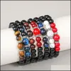 Łańcuch Bracelars Jewelry Klasyczne 8 mm Tiger Eye Bransoleta Naturalna kamień szklane koraliki ręcznie robione mikro -bruk cyrkon Braclet dla mężczyzn joga dhhfc