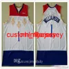 2021 Новые сшитые мужские молодежные детские трикотажные изделия Zion 1 Williamson City White Navy Red Колледж Баскетбольные рубашки с вышивкой S-XXL