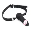 Jeux pour adultes Strapon Dildo Head Strap on sexy Toys pour Couples Silicone Godes Bandage Réaliste Pénis Bouche Gag