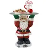 Christmas Decorations Santa Claus Tray Biscuit Candy Snack Gift Display Resin Sculpture Glass Top Table Home Craft DecorationChristmas
